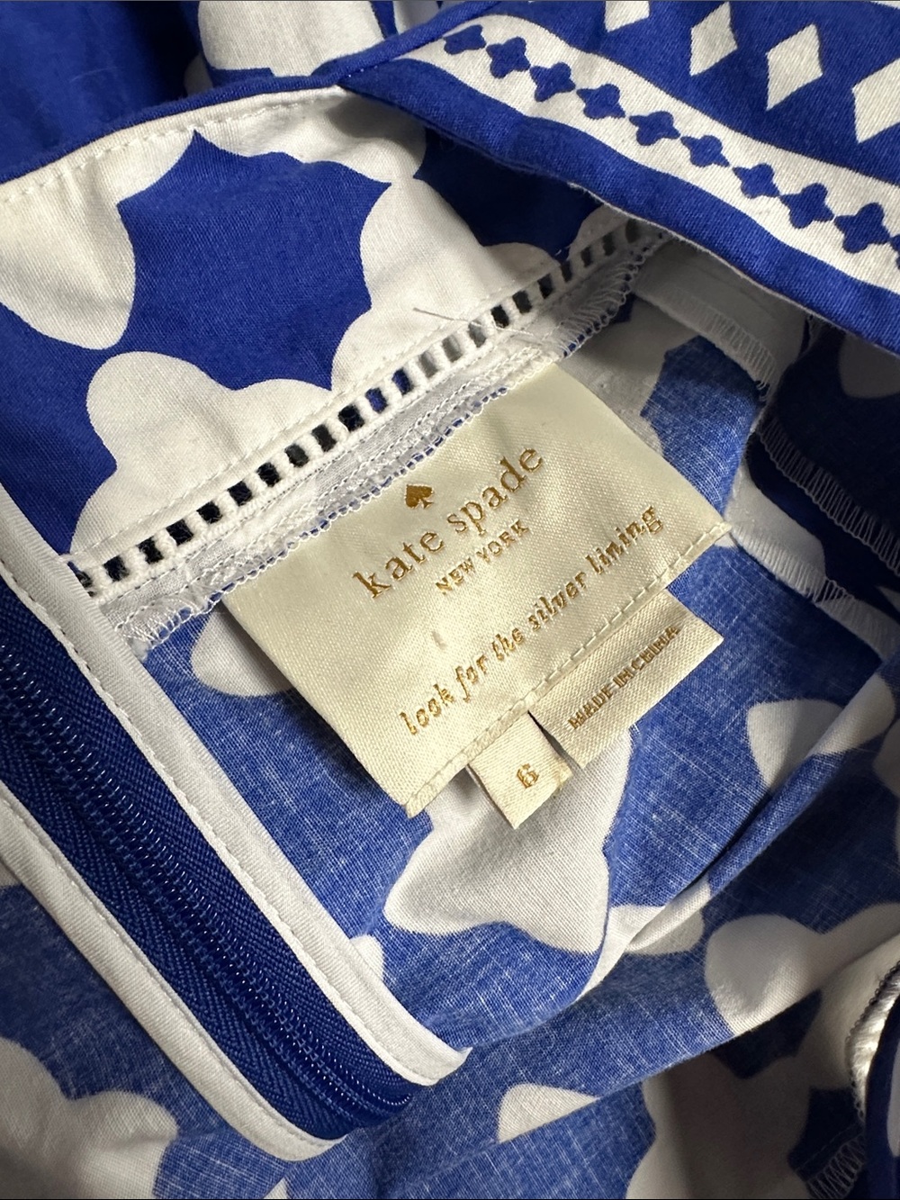 Kate spade like new poplin lantern flounce mini blue white as seen on tv dress - Picture 6 of 9